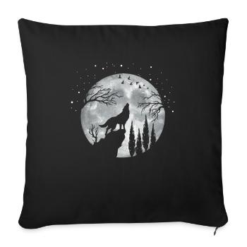 Wolf - Sofakissenbezug 45 x 45 cm - Schwarz - Vorne