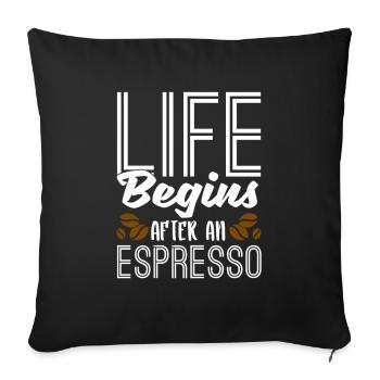 Espresso Kaffee - Sofakissenbezug 45 x 45 cm - Schwarz - Vorne