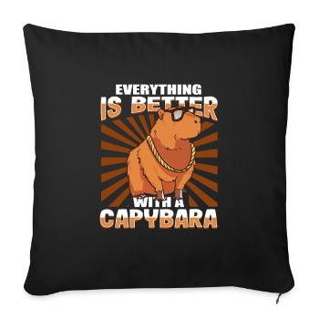 Capybara capybara rodent - Sofa pillowcase 17,3'' x 17,3'' (45 x 45 cm) - black - Front