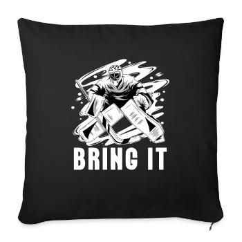 Hockey sur glace Hockey sur glace Gardien de but Gardien de but Gardien de but - Housse de coussin décorative 45 x 45 cm - noir - Devant