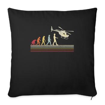 Helicopter Helicopter Pilot Heli - Sofa pillowcase 17,3'' x 17,3'' (45 x 45 cm) - black - Front