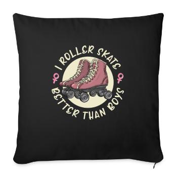 Patins à roulettes Running Rollers - Housse de coussin décorative 45 x 45 cm - noir - Devant