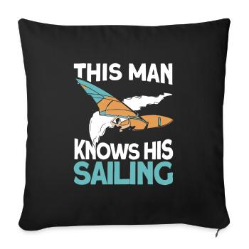 Voilier Voilier Sailor - Housse de coussin décorative 45 x 45 cm - noir - Devant