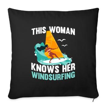 Planche à voile Windsurfen - Housse de coussin décorative 45 x 45 cm - noir - Devant