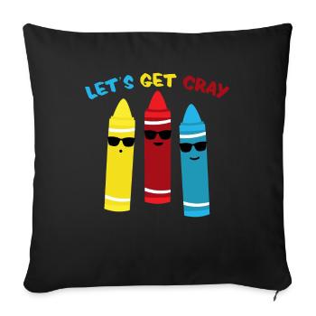 Wax crayons chalk pencil painting - Sofa pillowcase 17,3'' x 17,3'' (45 x 45 cm) - black - Front