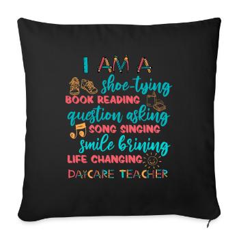 Enseignante de maternelle Assistante maternelle Éducatrice - Housse de coussin décorative 45 x 45 cm - noir - Devant