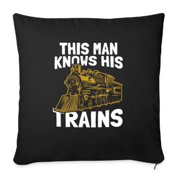 Railway Railway Train Train Train Driver - Sofa pillowcase 17,3'' x 17,3'' (45 x 45 cm) - black - Front