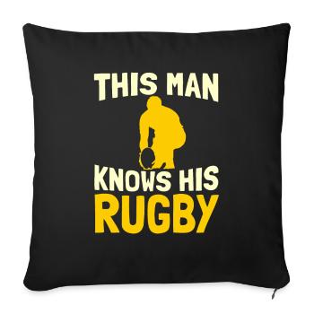 Rugby - Sofakissenbezug 45 x 45 cm - Schwarz - Vorne