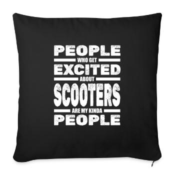 Scooter Cyclomoteur Cyclomoteur Scooter - Housse de coussin décorative 45 x 45 cm - noir - Devant