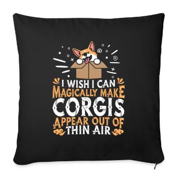 Corgi Chien - Housse de coussin décorative 45 x 45 cm - noir - Devant