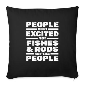 Pêcheur Pêcheur Pêcheurs Pêche - Housse de coussin décorative 45 x 45 cm - noir - Devant