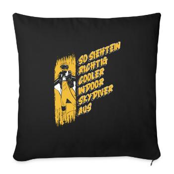Indoor-Skydiving - Sofakissenbezug 45 x 45 cm - Schwarz - Vorne