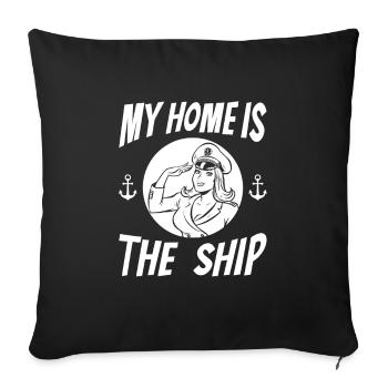 Voilier Voilier Sailor - Housse de coussin décorative 45 x 45 cm - noir - Devant
