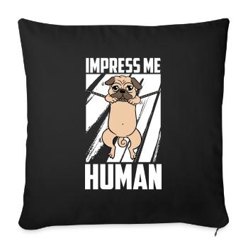 Chien carlin - Housse de coussin décorative 45 x 45 cm - noir - Devant