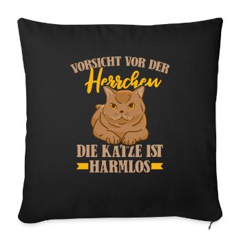 Katze Mietzekatze Hauskatze - Sofakissenbezug 45 x 45 cm - Schwarz - Vorne