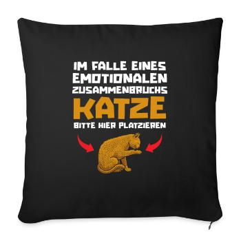 Katze Mietzekatze Hauskatze - Sofakissenbezug 45 x 45 cm - Schwarz - Vorne