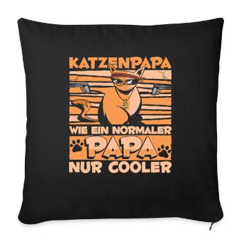 Katze Mietzekatze Hauskatze - Sofakissenbezug 45 x 45 cm - Schwarz - Vorne