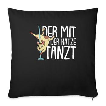 Katze Mietzekatze Hauskatze - Sofakissenbezug 45 x 45 cm - Schwarz - Vorne