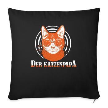 Katze Mietzekatze Hauskatze - Sofakissenbezug 45 x 45 cm - Schwarz - Vorne