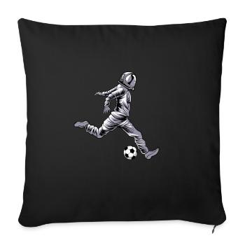Football Footballer Astronaut - Sofa pillowcase 17,3'' x 17,3'' (45 x 45 cm) - black - Front
