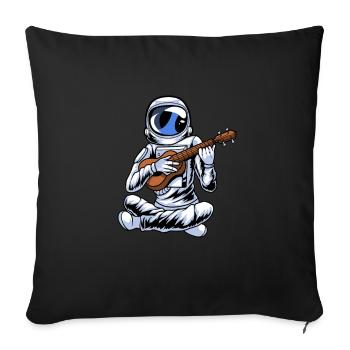 Astronaute ukulélé - Housse de coussin décorative 45 x 45 cm - noir - Devant