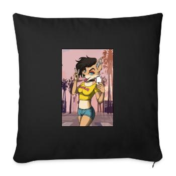 Furry Fandom Fursuits Lady - Sofa pillowcase 17,3'' x 17,3'' (45 x 45 cm) - black - Front