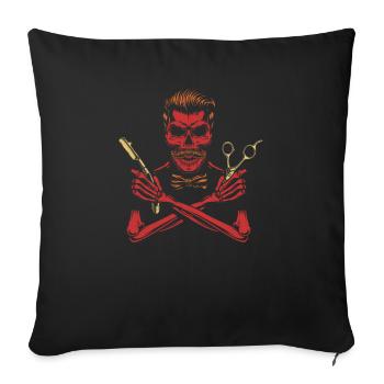 Barber Barbershop Skull Coiffeur - Housse de coussin décorative 45 x 45 cm - noir - Devant