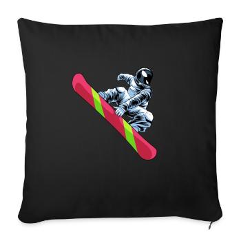 Snowboard Snowboarder Astronaute - Housse de coussin décorative 45 x 45 cm - noir - Devant