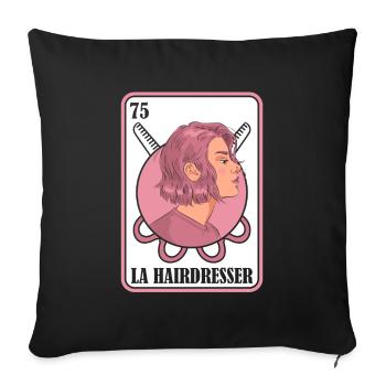 Coiffeur Carte de coiffeur - Housse de coussin décorative 45 x 45 cm - noir - Devant