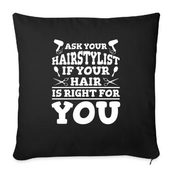 Coiffeur Coiffeur Drôle - Housse de coussin décorative 45 x 45 cm - noir - Devant