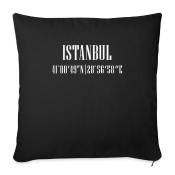 City coordinates Istanbul - Sofa pillowcase 17,3'' x 17,3'' (45 x 45 cm) - black - Front