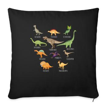 Dinosaure Dinosaure adulte - Housse de coussin décorative 45 x 45 cm - noir - Devant