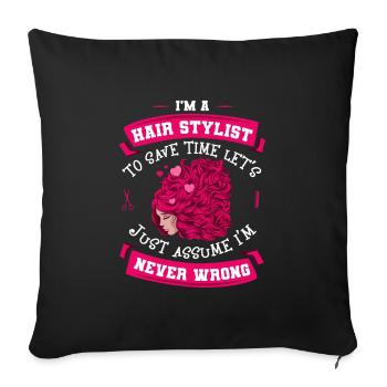 Friseur Hairstylist Friseur - Sofakissenbezug 45 x 45 cm - Schwarz - Vorne