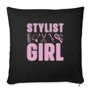 Friseur Hairstylist Friseur - Sofakissenbezug 45 x 45 cm - Schwarz - Vorne