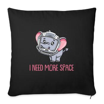 Elephant Astronaut I Need More Space - Sofa pillowcase 17,3'' x 17,3'' (45 x 45 cm) - black - Front