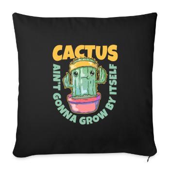 Jardin de cactus - Housse de coussin décorative 45 x 45 cm - noir - Devant