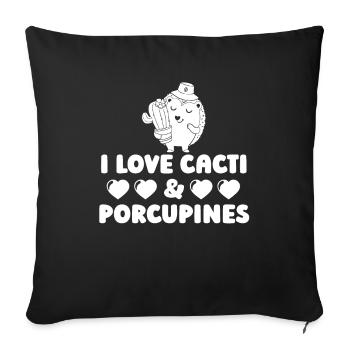Porc-épic de jardin de cactus - Housse de coussin décorative 45 x 45 cm - noir - Devant