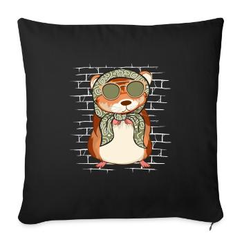 Hamster Golden Hamster Sunglasses with scarf - Sofa pillowcase 17,3'' x 17,3'' (45 x 45 cm) - black - Front