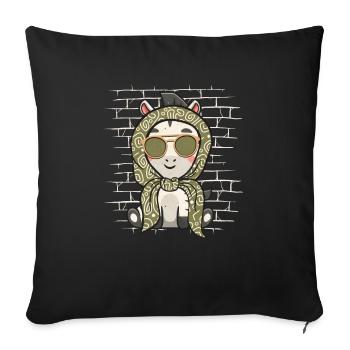 Lunettes de soleil zèbres avec foulard - Housse de coussin décorative 45 x 45 cm - noir - Devant