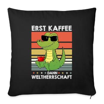 Krokodil Alligator Kaffee-Sonnenbrille - Sofakissenbezug 45 x 45 cm - Schwarz - Vorne