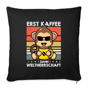 Affe Kaffee-Sonnenbrille - Sofakissenbezug 45 x 45 cm - Schwarz - Vorne