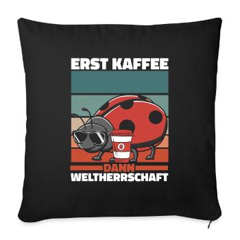 Marienkäfer Kaffee Sonnenbrille - Sofakissenbezug 45 x 45 cm - Schwarz - Vorne