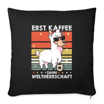 Lama Llama Kaffee-Sonnenbrille - Sofakissenbezug 45 x 45 cm - Schwarz - Vorne