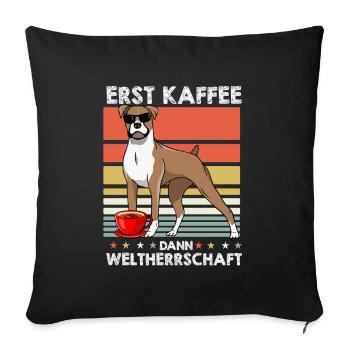 Boxer Hund Deutscher Boxer Sonnenbrille Kaffee - Sofakissenbezug 45 x 45 cm - Schwarz - Vorne