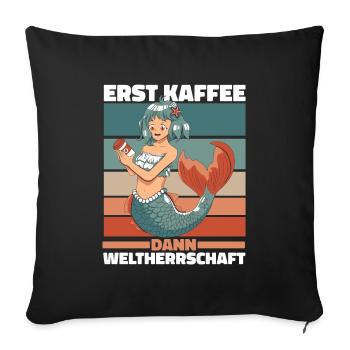 Meerjungfrau Nixe Sonnenbrille Kaffee - Sofakissenbezug 45 x 45 cm - Schwarz - Vorne