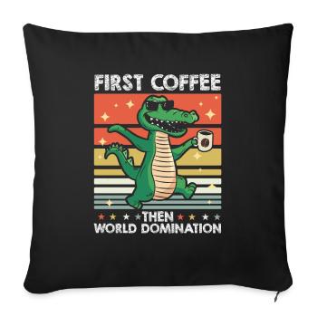 Krokodil Alligator Kaffee-Sonnenbrille - Sofakissenbezug 45 x 45 cm - Schwarz - Vorne
