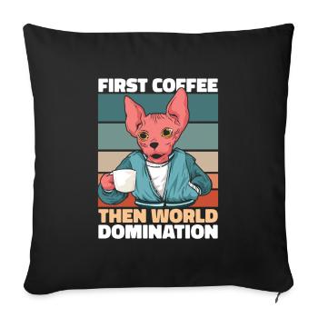 Café pour chat Sphynx - Housse de coussin décorative 45 x 45 cm - noir - Devant