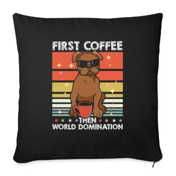 Pug Dog Café Lunettes de soleil - Housse de coussin décorative 45 x 45 cm - noir - Devant