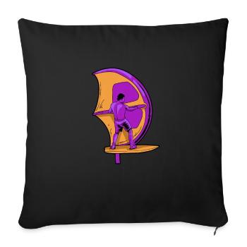 Wing Surf Wing Foil Wing Surfing - Sofa pillowcase 17,3'' x 17,3'' (45 x 45 cm) - black - Front