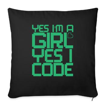 Développeur Coder Programmeur Girl - Housse de coussin décorative 45 x 45 cm - noir - Devant